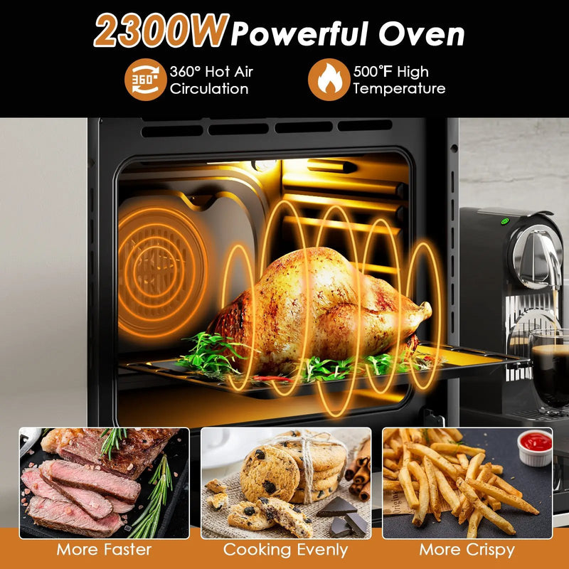 24 Inch Single Wall Oven 2.47Cu.ft with 5 Cooking Modes-Silver by DirectDeals
