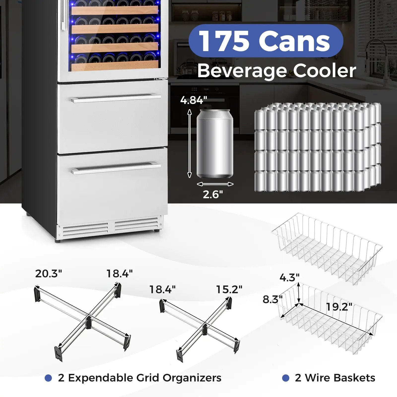 24 Inch Wine and Beverage Refrigerator with Independent Temperature Control-Sliver by DirectDeals