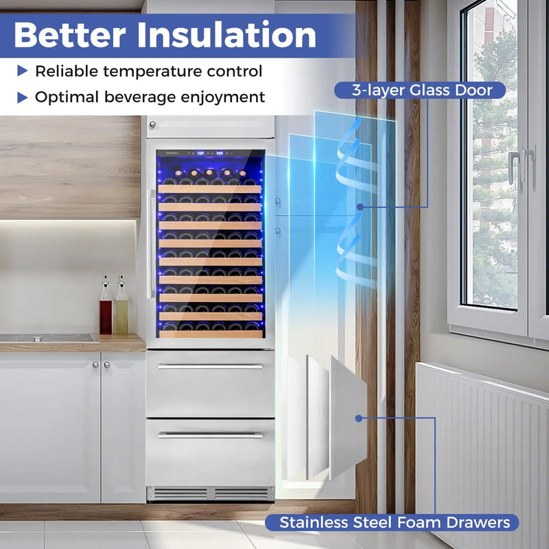 24 Inch Wine and Beverage Refrigerator with Independent Temperature Control-Sliver by DirectDeals