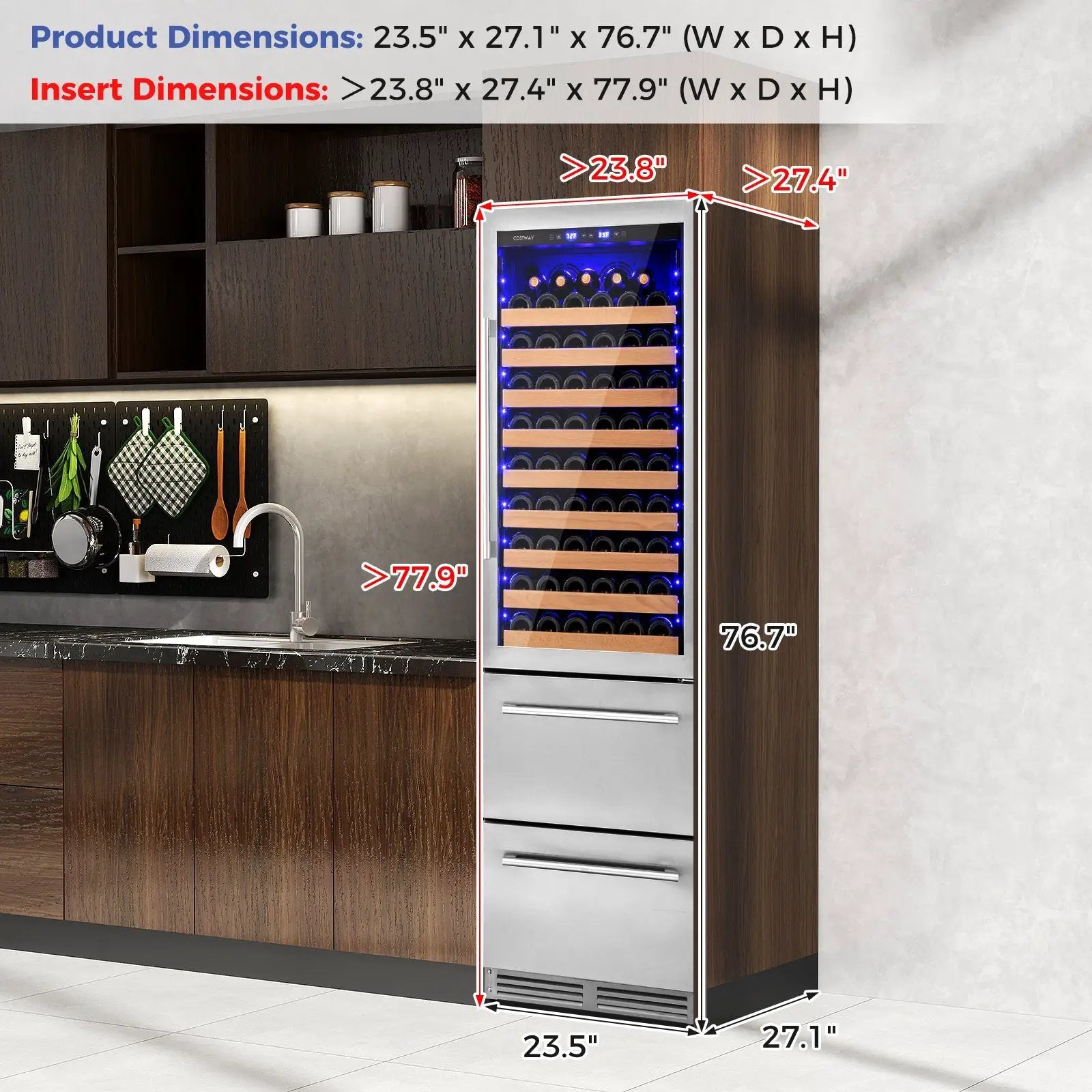 24 Inch Wine and Beverage Refrigerator with Independent Temperature Control-Sliver by DirectDeals