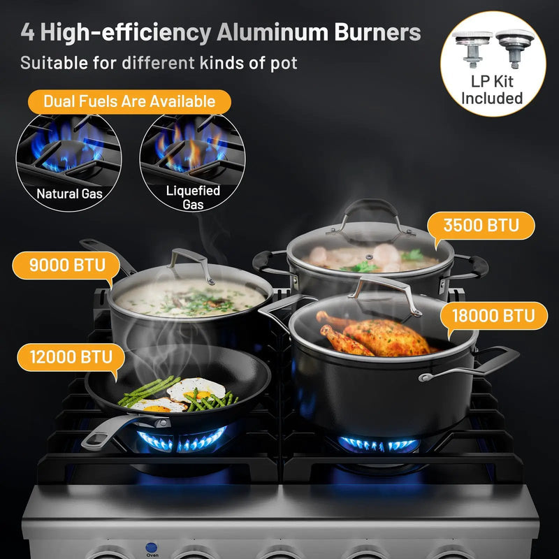 24 Inches Freestanding Natural Gas Range with 4 Burners Cooktop by DirectDeals