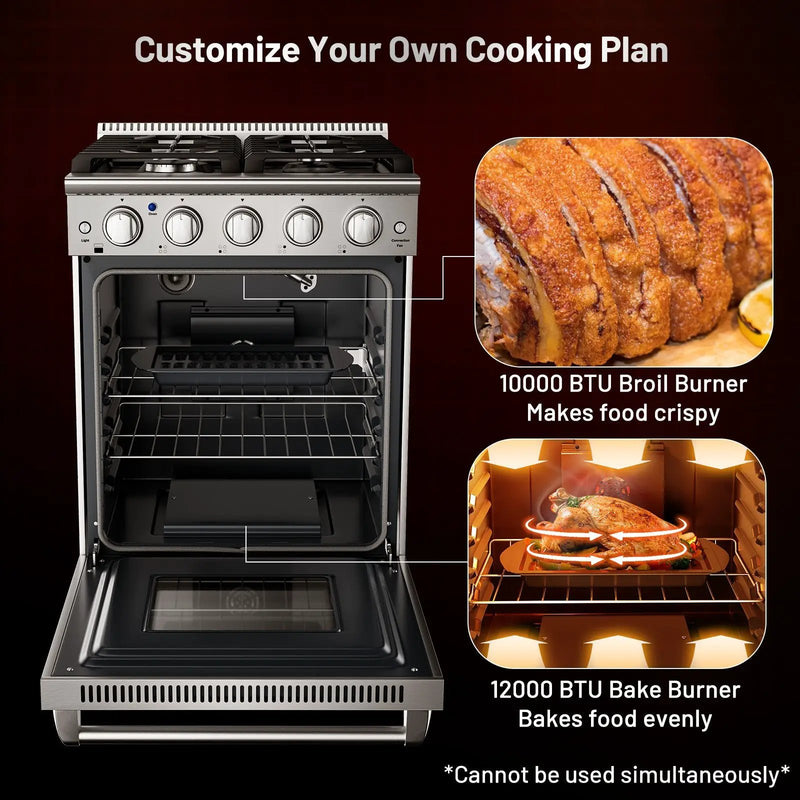 24 Inches Freestanding Natural Gas Range with 4 Burners Cooktop by DirectDeals