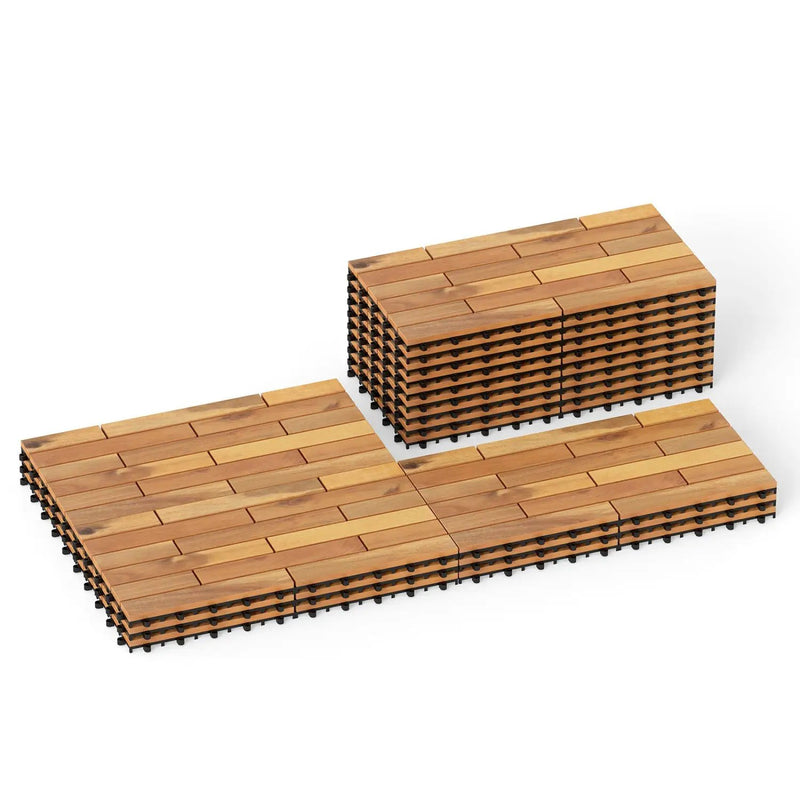 Acacia Wood Interlocking Deck Tiles 24x12 Inch - 48 Pack by DirectDeals