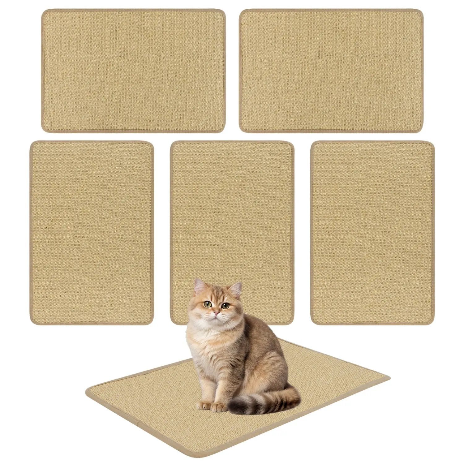 Cat Scratcher Mat Set - 6 Piece Natural Sisal Furniture Protector by DirectDeals