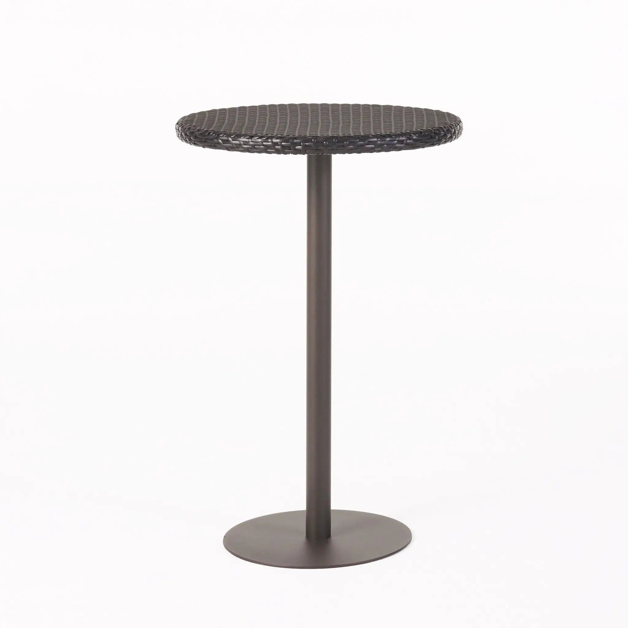 Outdoor Round Rattan Bar Table With Iron Frame - Multi Brown by HouseOfZazla