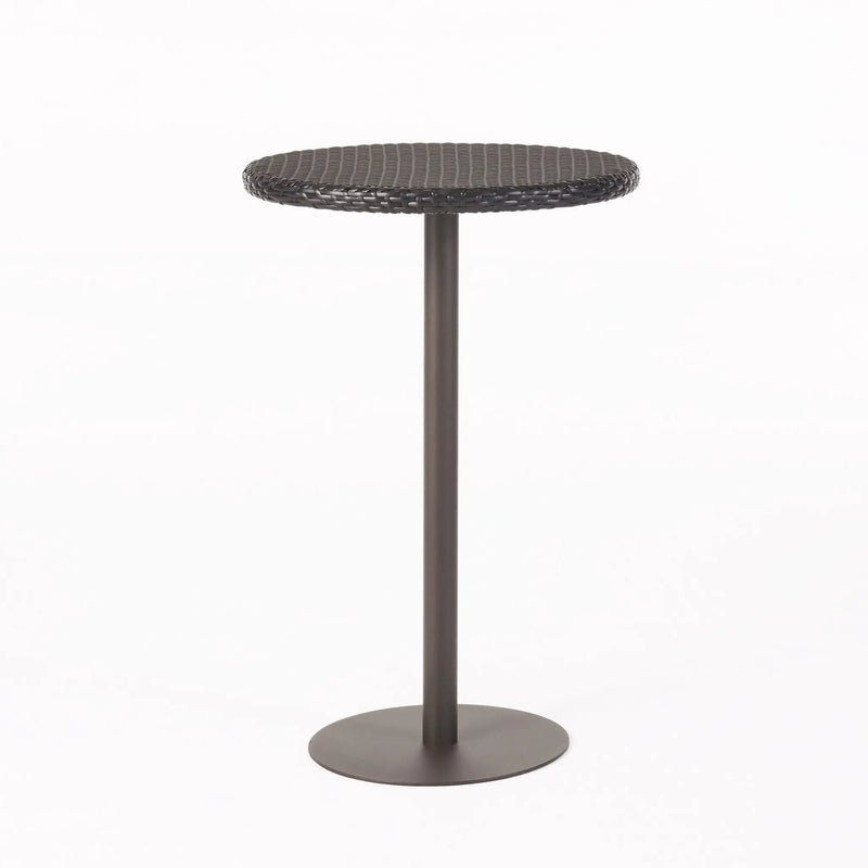 Outdoor Round Rattan Bar Table With Iron Frame - Multi Brown by HouseOfZazla