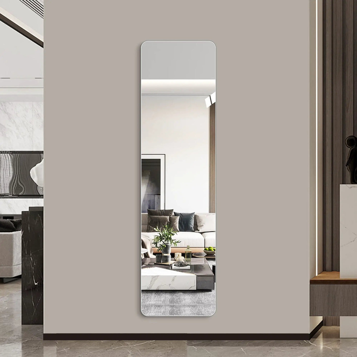 Full Body Round Corner Mirror For Living Room by HouseOfZazla