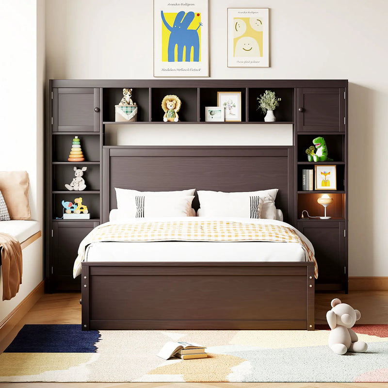 Bed With All In One Cabinet, Shelf And Sockets, Trundle by HouseOfZazla