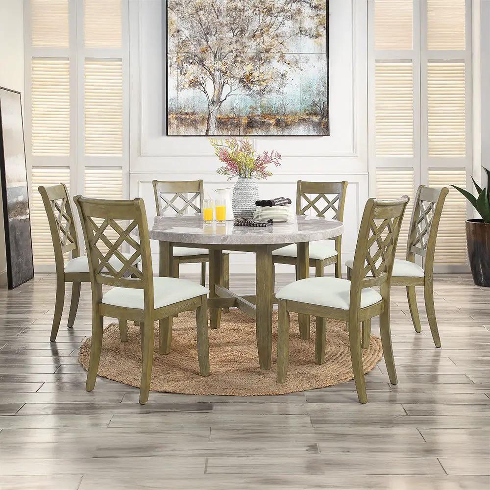 Karsen - Dining Table With Marble Top - Natural Marble Top & Rustic Oak by Unique Piece Furniture