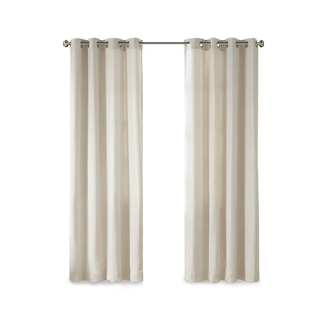 Plaid Rod Pocket and Back Tab Curtain Panel with Fleece Lining Natural 50x84" by HouseOfZazla