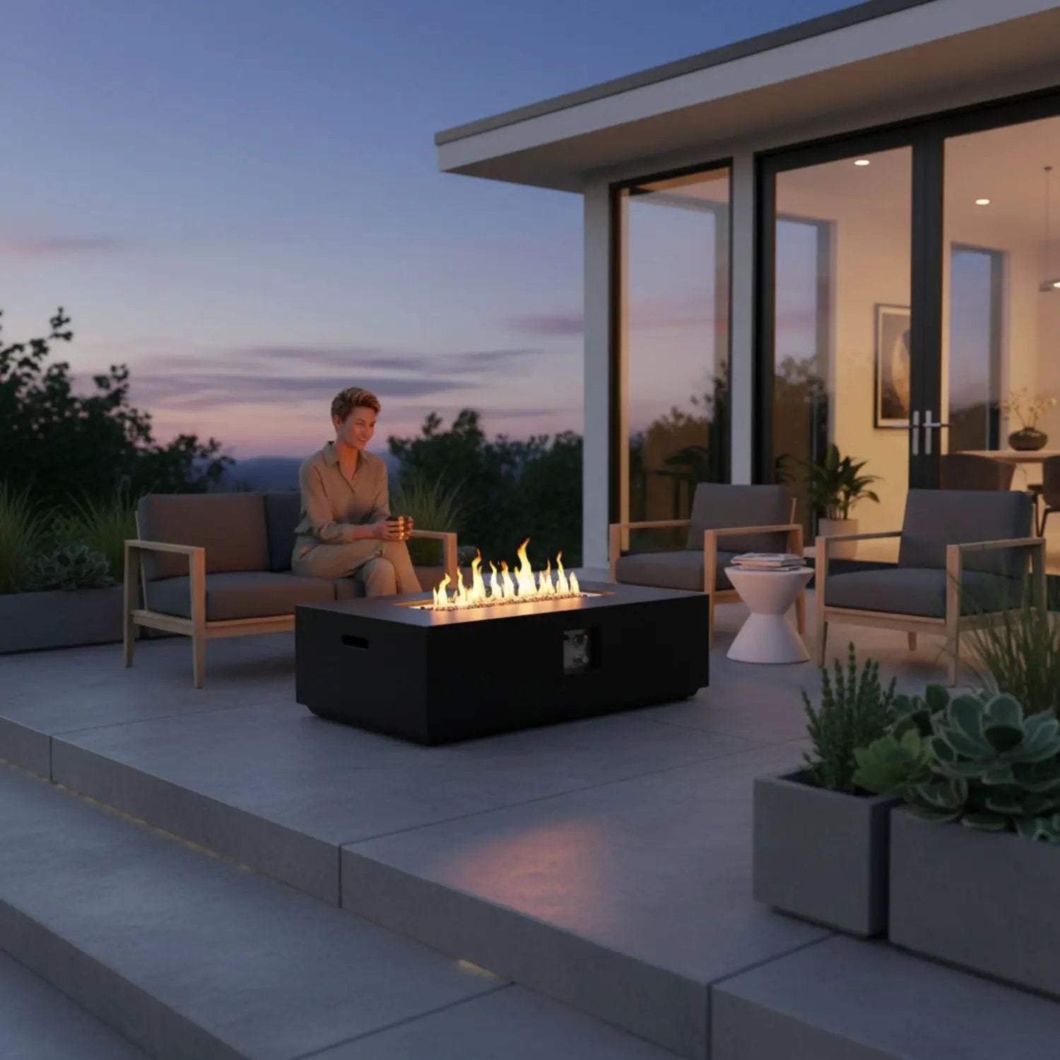 Propane / Natural Gas Fire Pit Table, 50,000 BTU - Charcoal by HouseOfZazla
