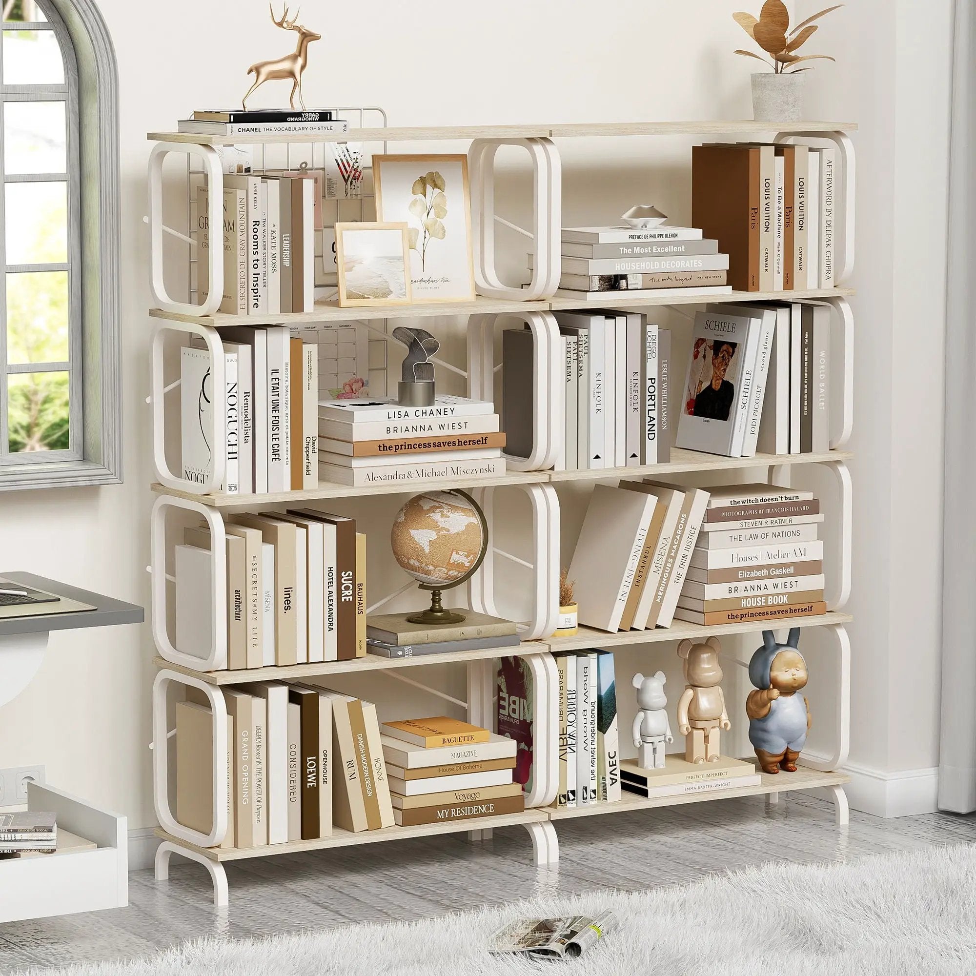 5 Tier Industrial Bookshelf, Tall Bookcase With Open Design, Vintage Storage Organizer by HouseOfZazla