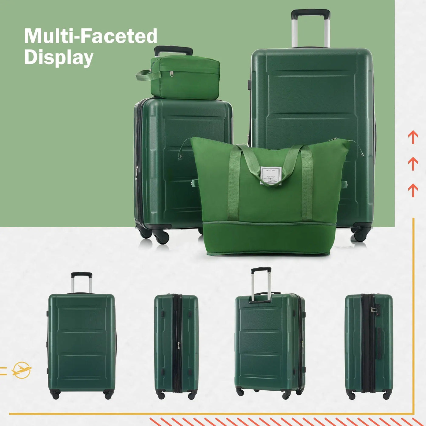 2 Piece Luggage Set With Bags Expanable Spinner Wheels ABS Lightweight Suitcase With Tsa Lock 20" / 28" by HouseOfZazla