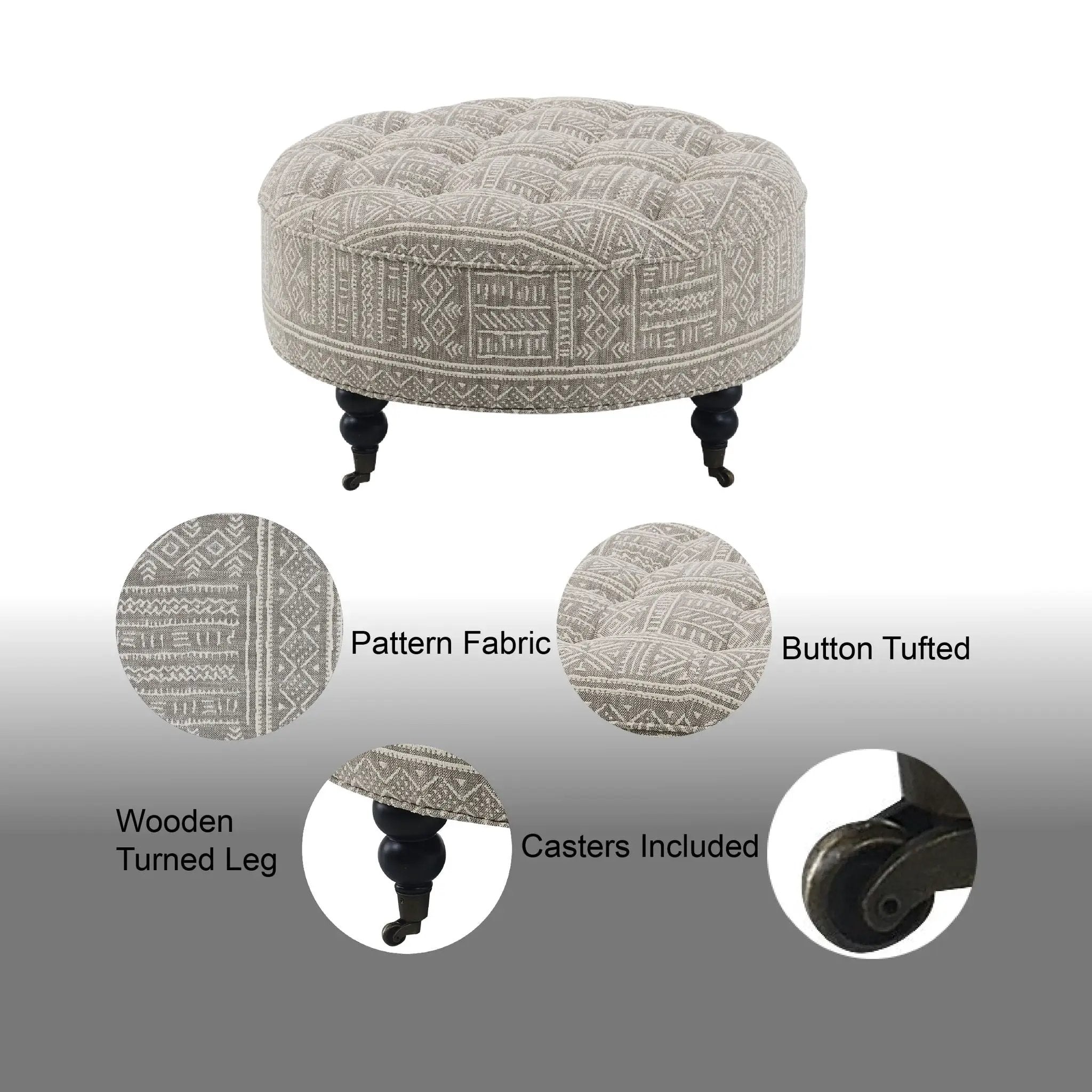 Upendo - Pattern Ottoman With Casters - Multi by Unique Piece Furniture
