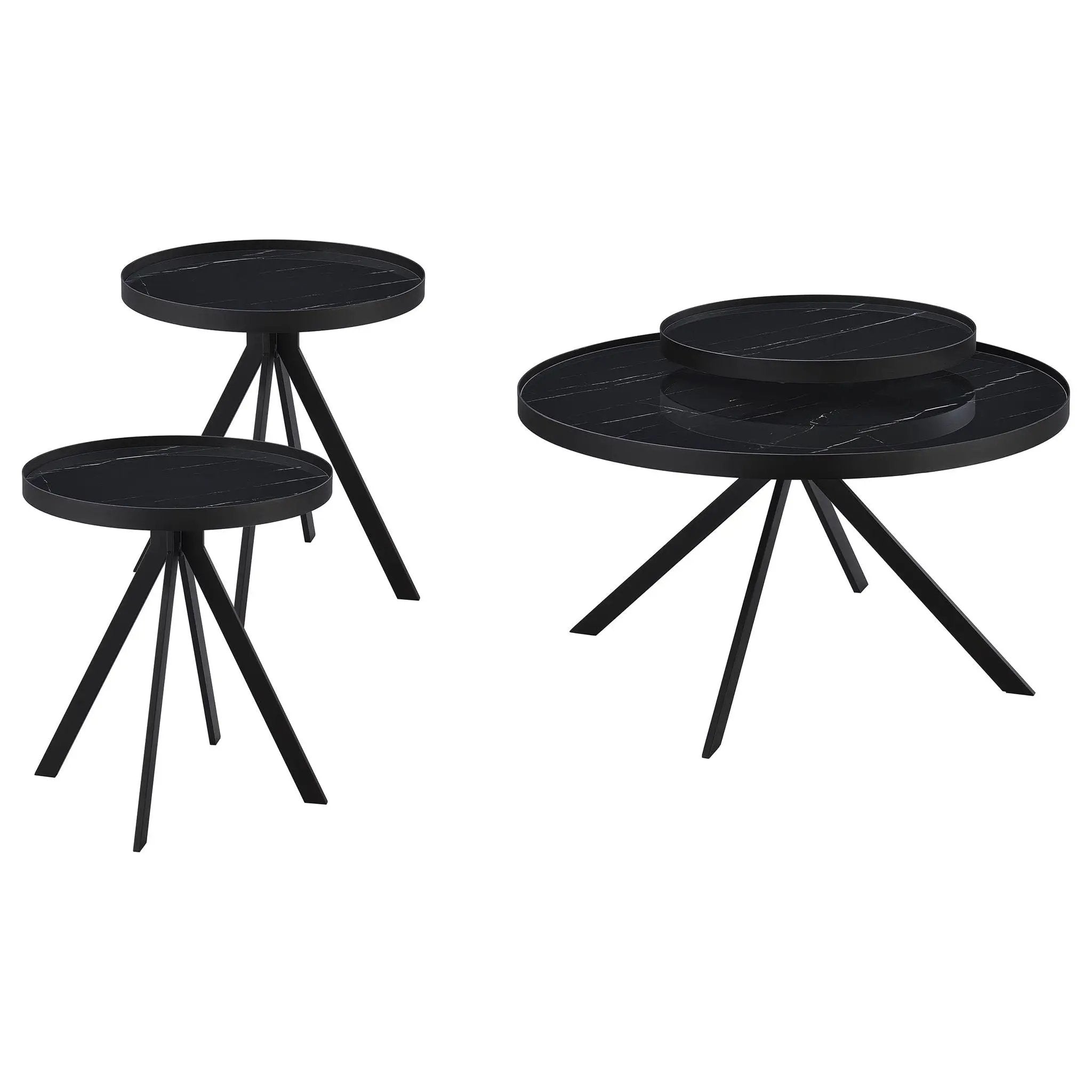 Briggs 3-piece Round Coffee and End Table Set Black by Unique Piece Furniture