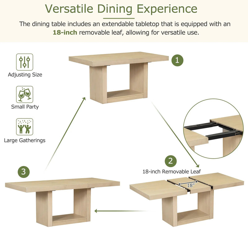 TOPMAX Contemporary 6-Piece Extendable Pedestal Dining Table Set by HouseOfZazla