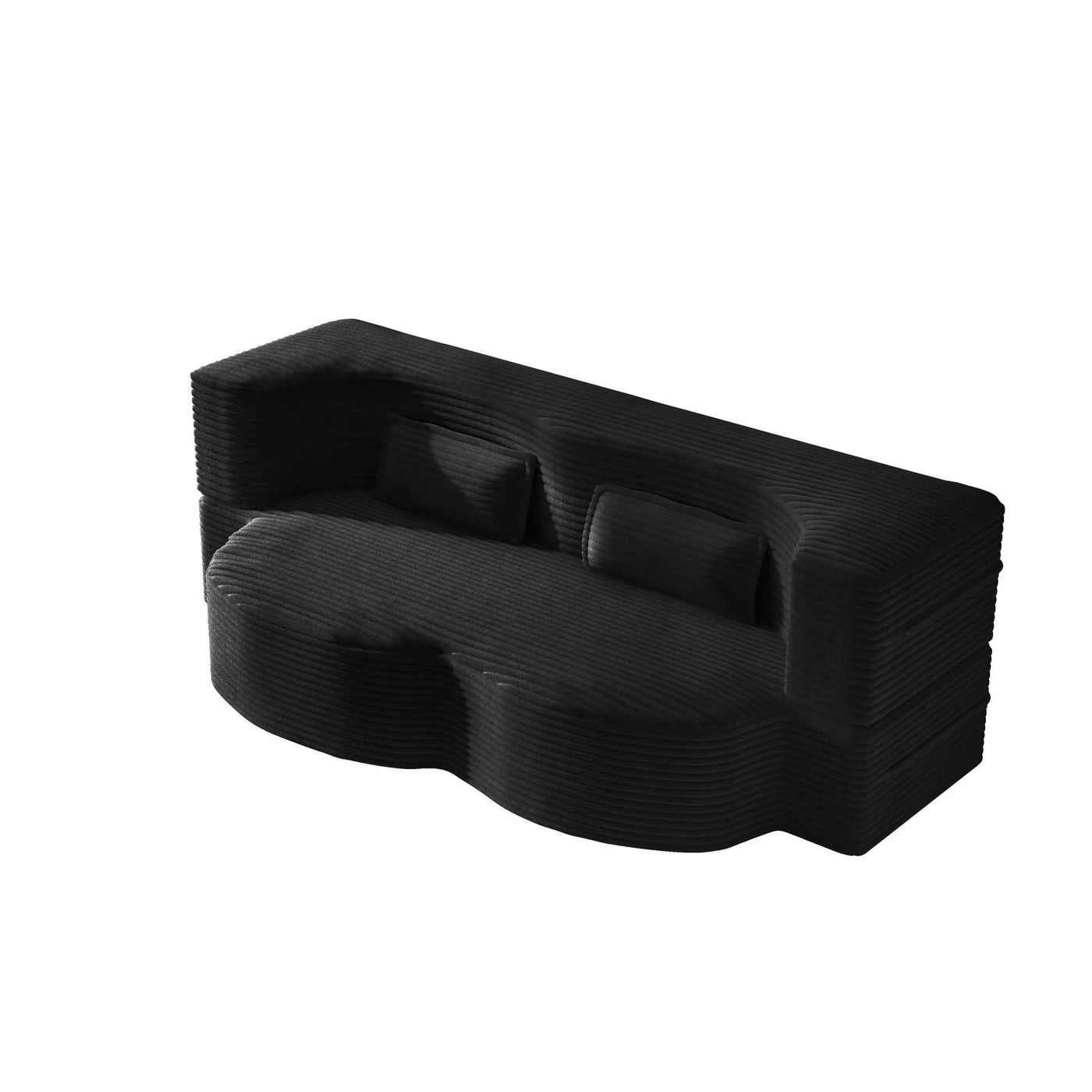 Modern Floor Sofa With 2 Pillows, Convertible Twin Size Folding Mattress For Living Room by HouseOfZazla