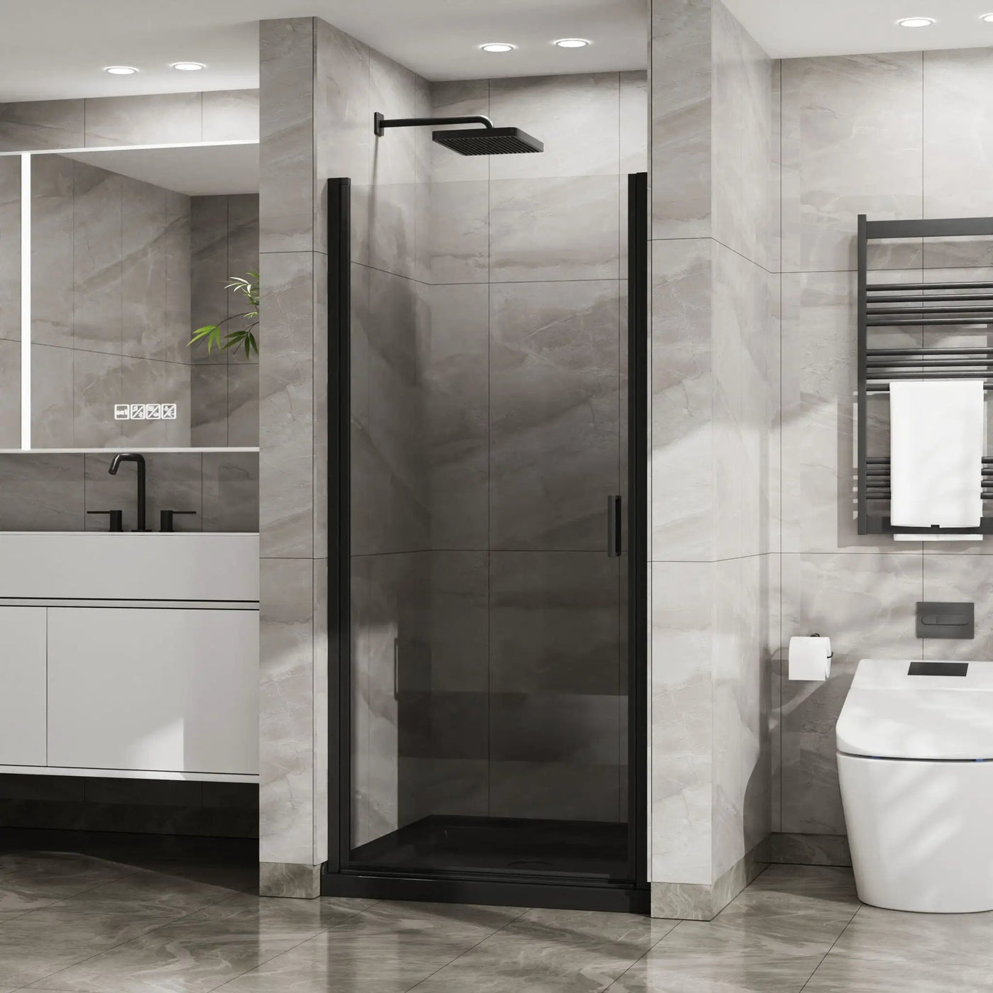 Pivot Shower Door, Tempered Glass, Semi Frameless by HouseOfZazla