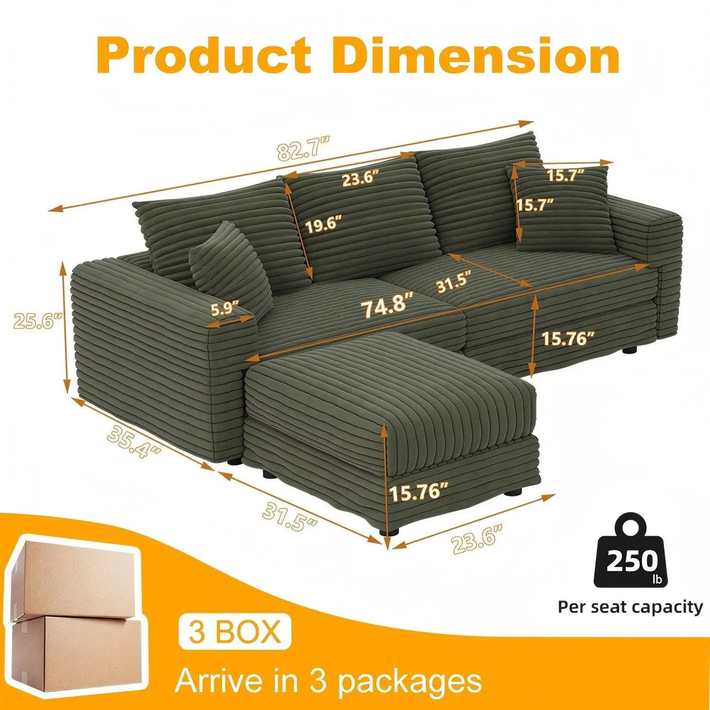 Convertible Deep Seat Sofa With Soft Pillows And Ottomans by HouseOfZazla