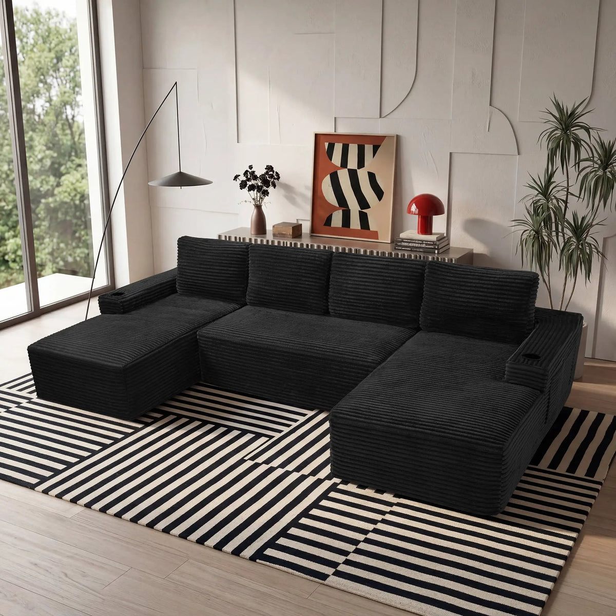 Compressible U-Shaped Sectional Sofa Set by HouseOfZazla