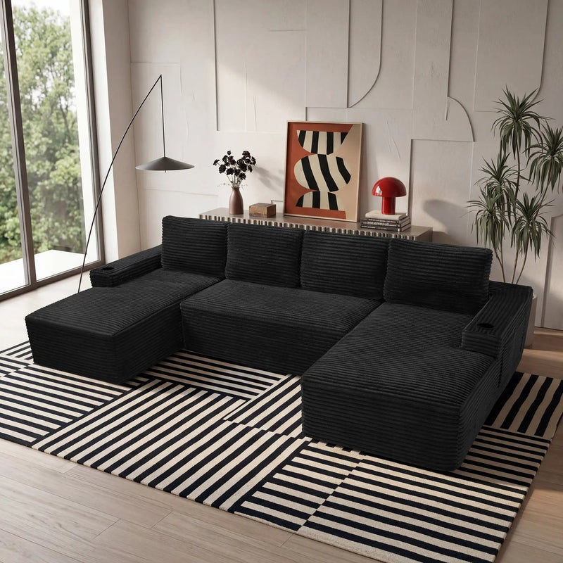 Compressible U-Shaped Sectional Sofa Set by HouseOfZazla