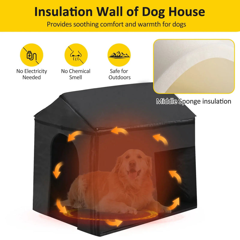 60.2 Inch Large Outdoor Dog House with Insulated Liner by HouseOfZazla