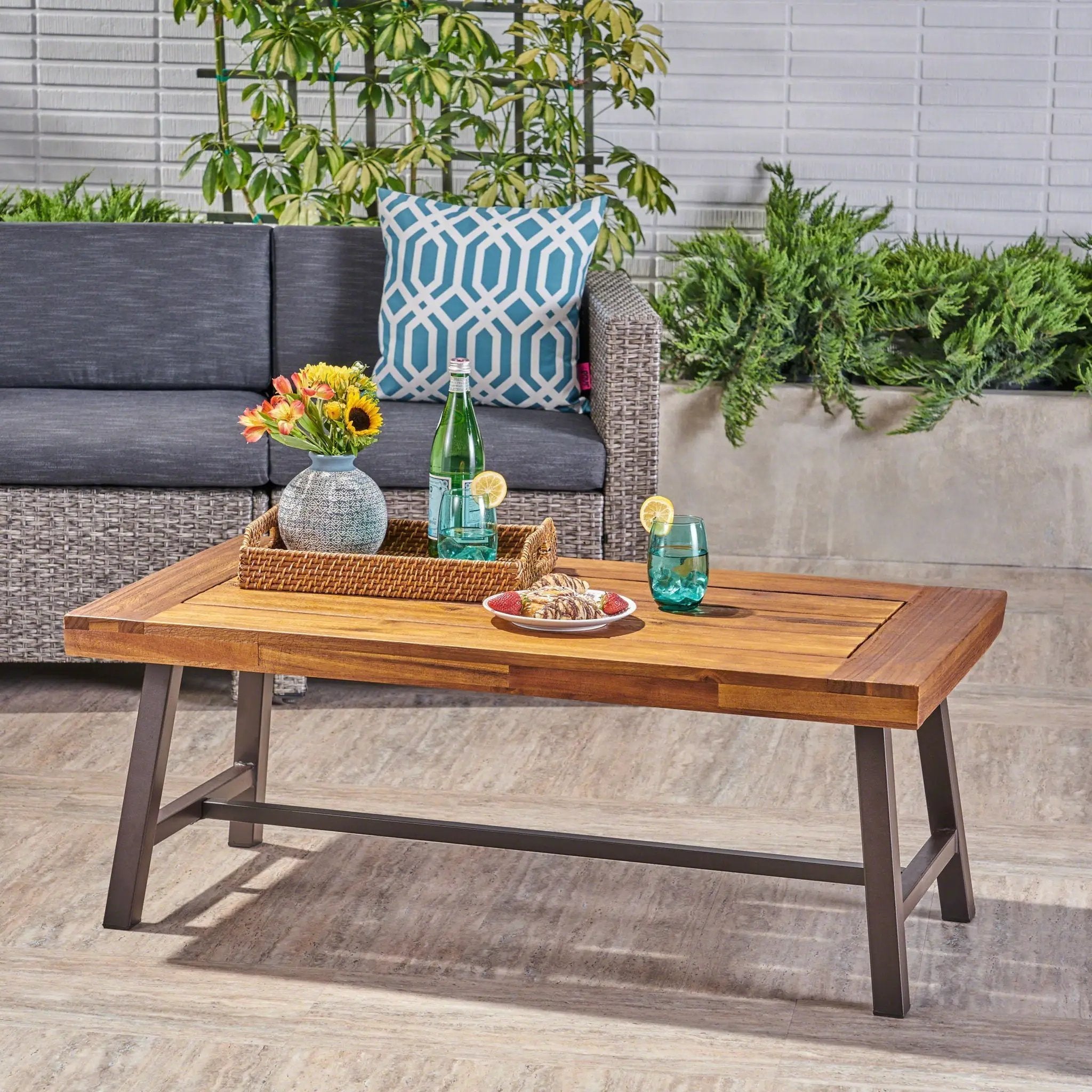 Carlisle Industrial Coffee Table With Slat Panel Design by HouseOfZazla