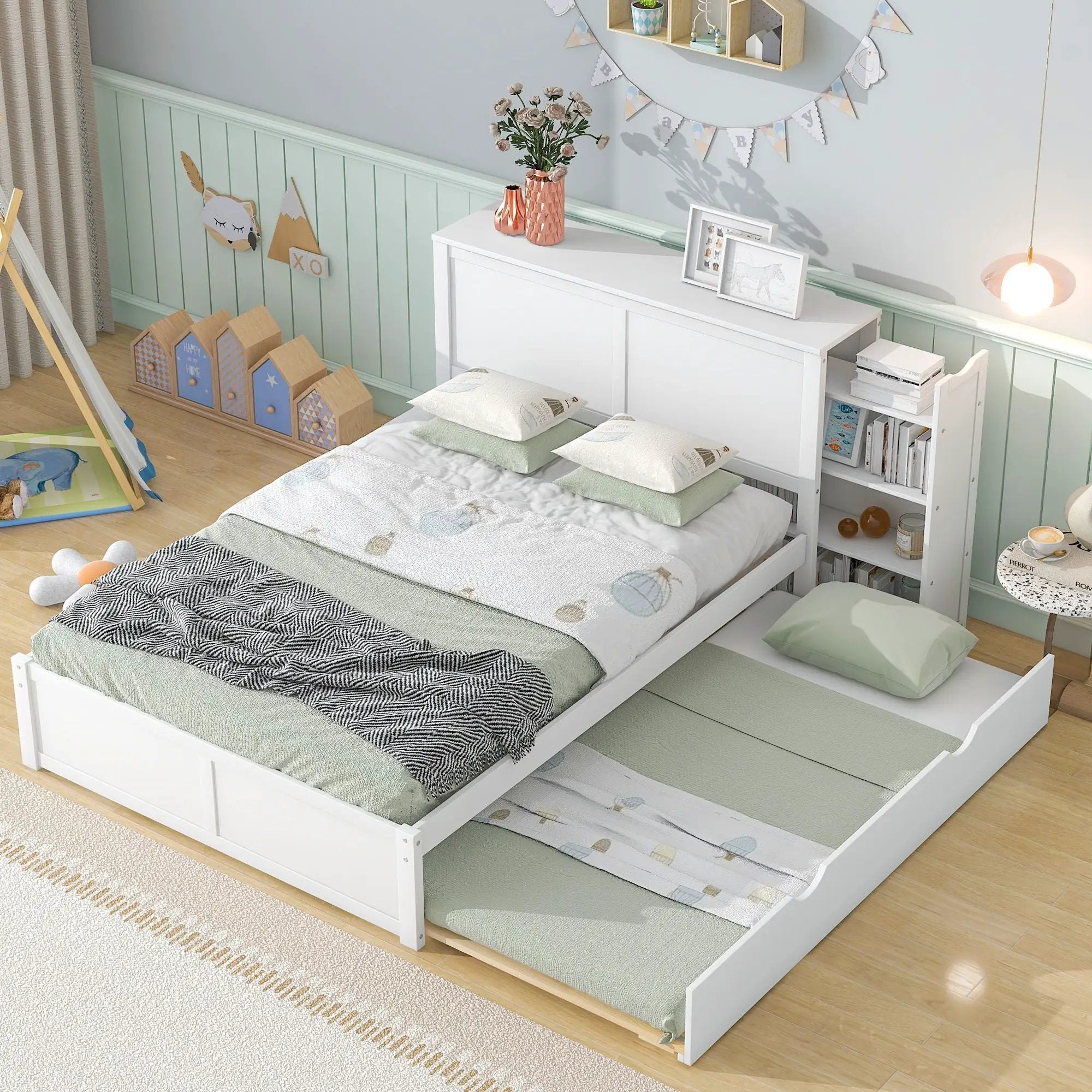 Storage Platform Bed With Pull Out Shelves And Trundle by Unique Piece Furniture