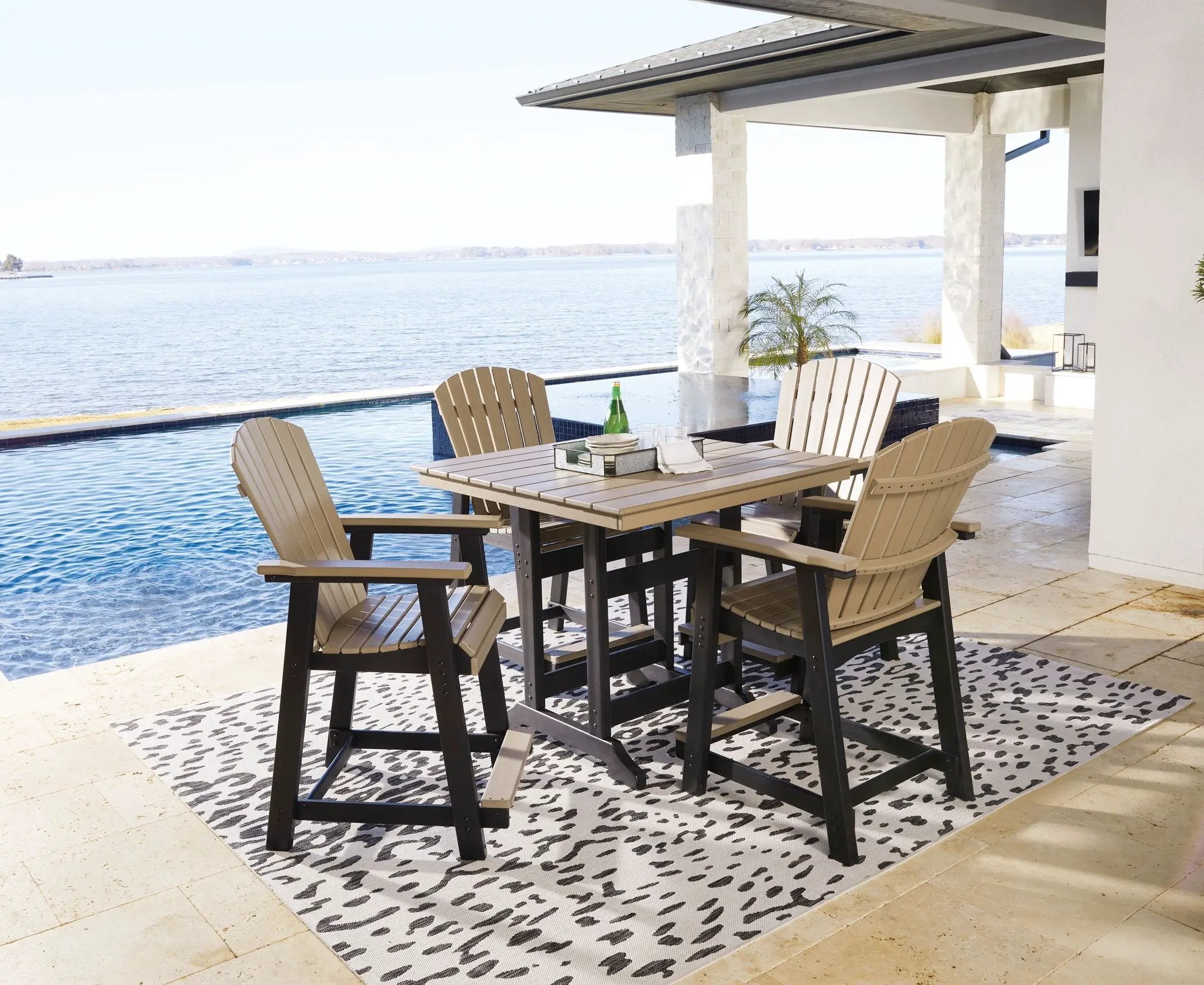 Fairen Trail - 5 Pc. - Counter Dining Set - Black / Driftwood by Unique Piece Furniture