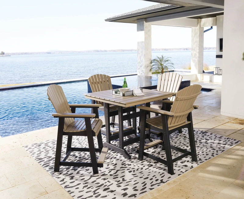 Fairen Trail - 5 Pc. - Counter Dining Set - Black / Driftwood by Unique Piece Furniture