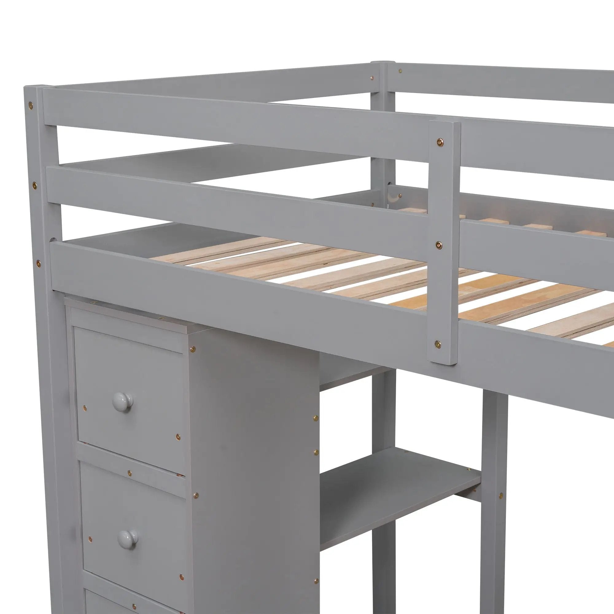 Loft Bed With Storage Drawers, Desk And Stairs With Shelves by HouseOfZazla