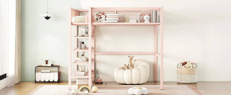 Loft Bed With 4 Tier Shelves And Storage by HouseOfZazla