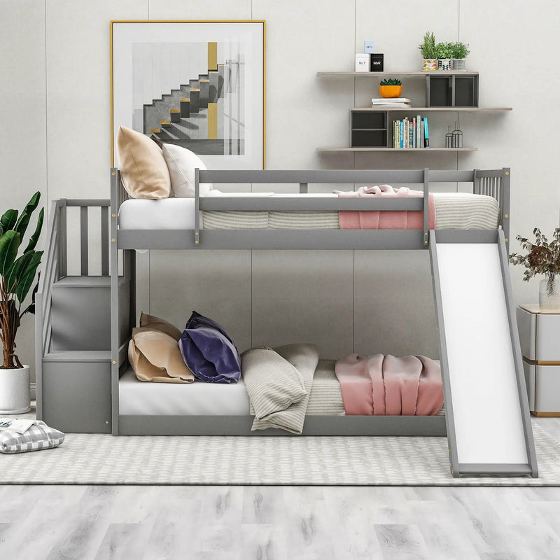 Bunk Bed With Convertible Slide And Stairway by Unique Piece Furniture
