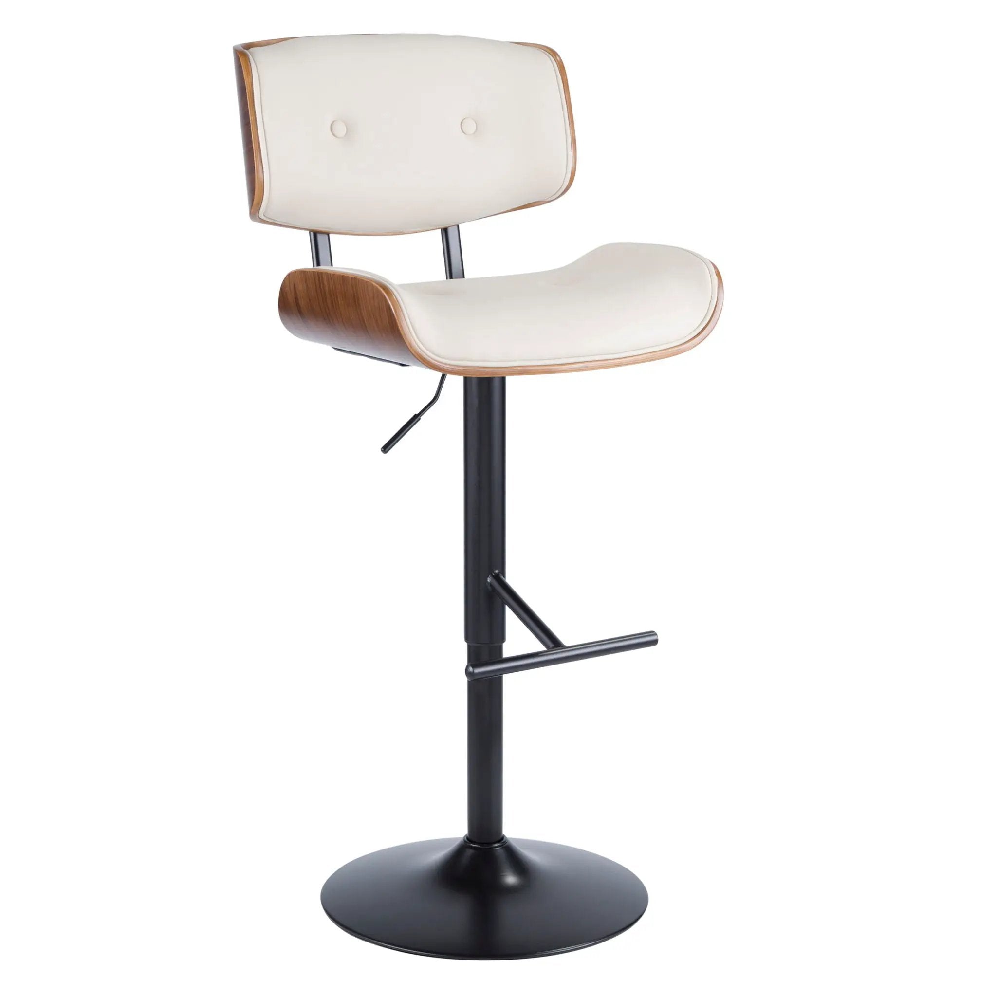 Lombardi - Mid Century Modern Adjustable Barstool With Swivel With Straight T Footrest (Set of 3) by HouseOfZazla