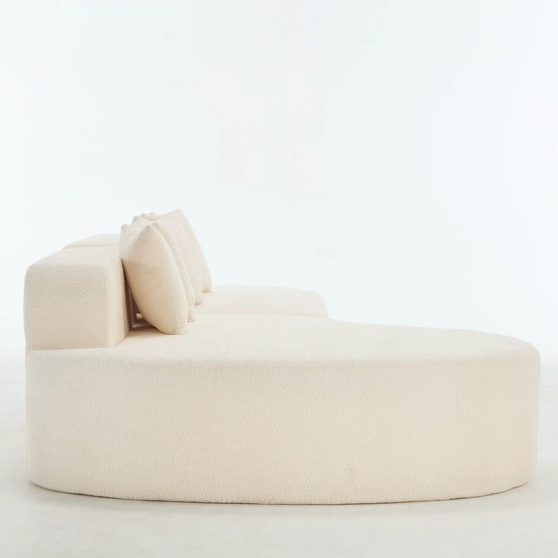 110.2'' Curved Sectional Sofa with 5 Pillows - Ivory by HouseOfZazla
