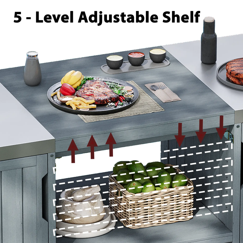 K&K 66.5" Outdoor Kitchen Island for Big Green Egg Grills by HouseOfZazla