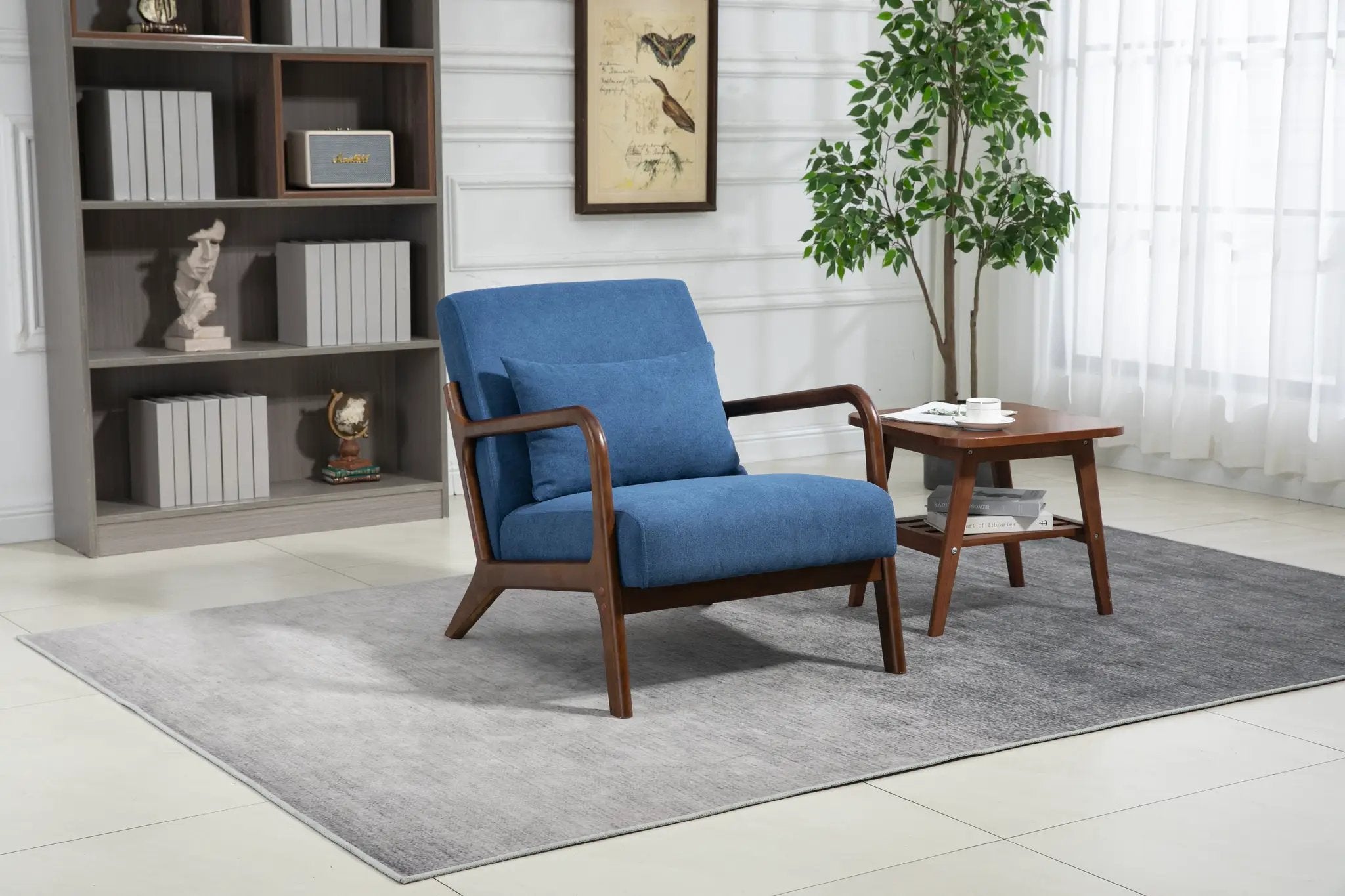 Mid Century Modern Accent Chair with Solid Wood Frame by HouseOfZazla