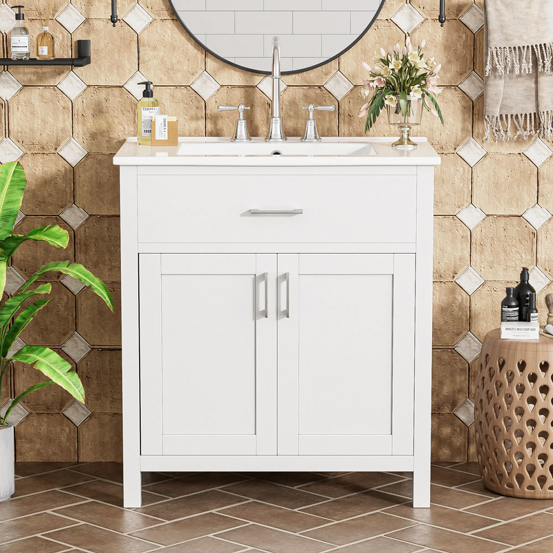 30-Inch Bathroom Vanity with Ceramic Sink and Ample Storage by HouseOfZazla