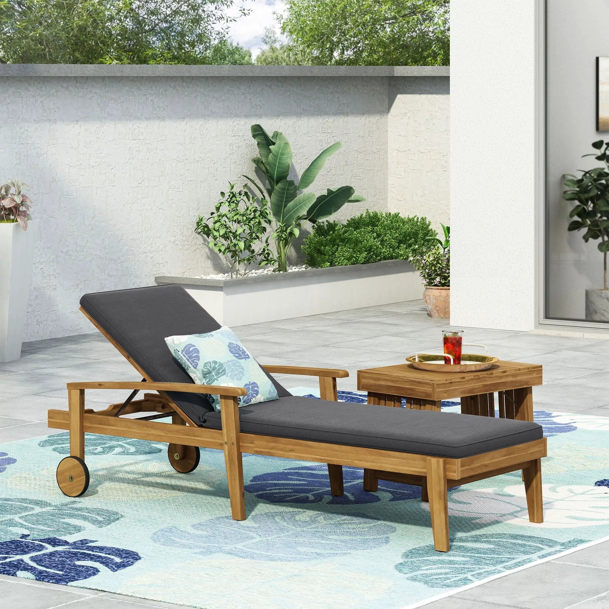 Jason Chaise Lounge Adjustable Acacia Wood Outdoor Furniture by HouseOfZazla