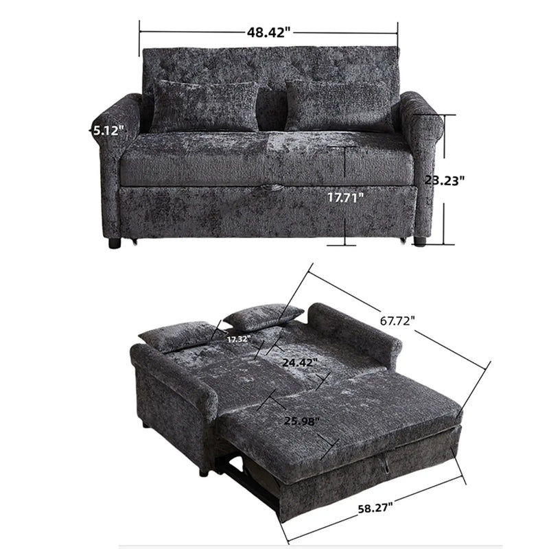 Loveseat Sofa Bed, Pull - Out Couch Sleeper & 2 Pillows by HouseOfZazla
