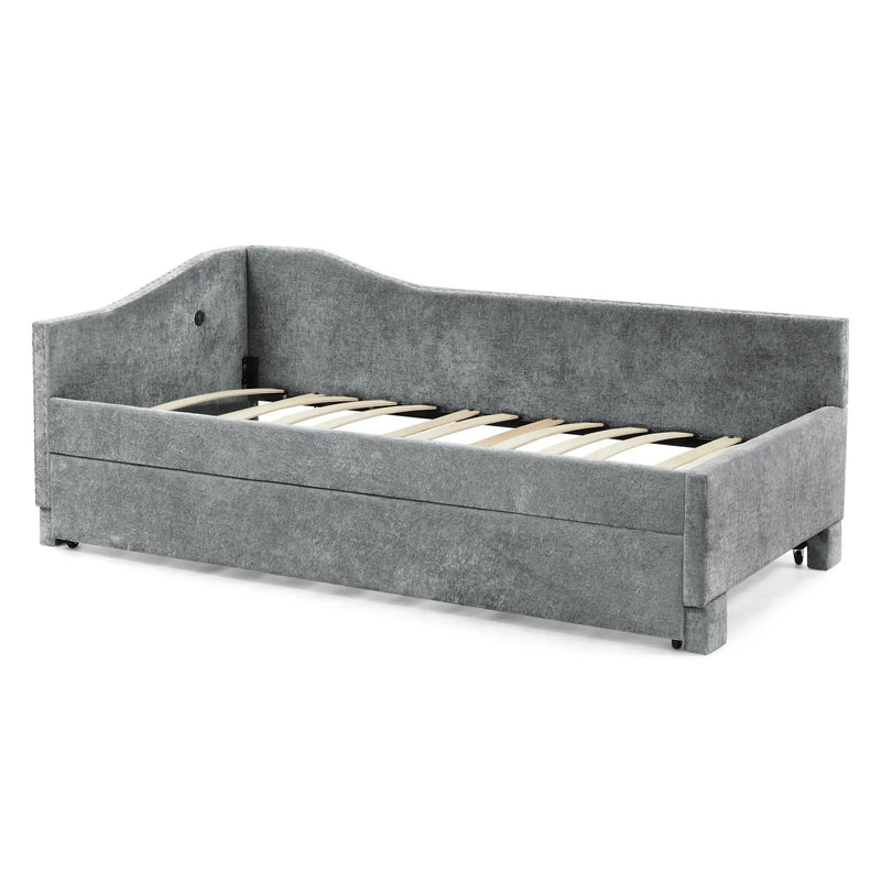 Full Size Curved Round Edge Padded Backrest Daybed by HouseOfZazla