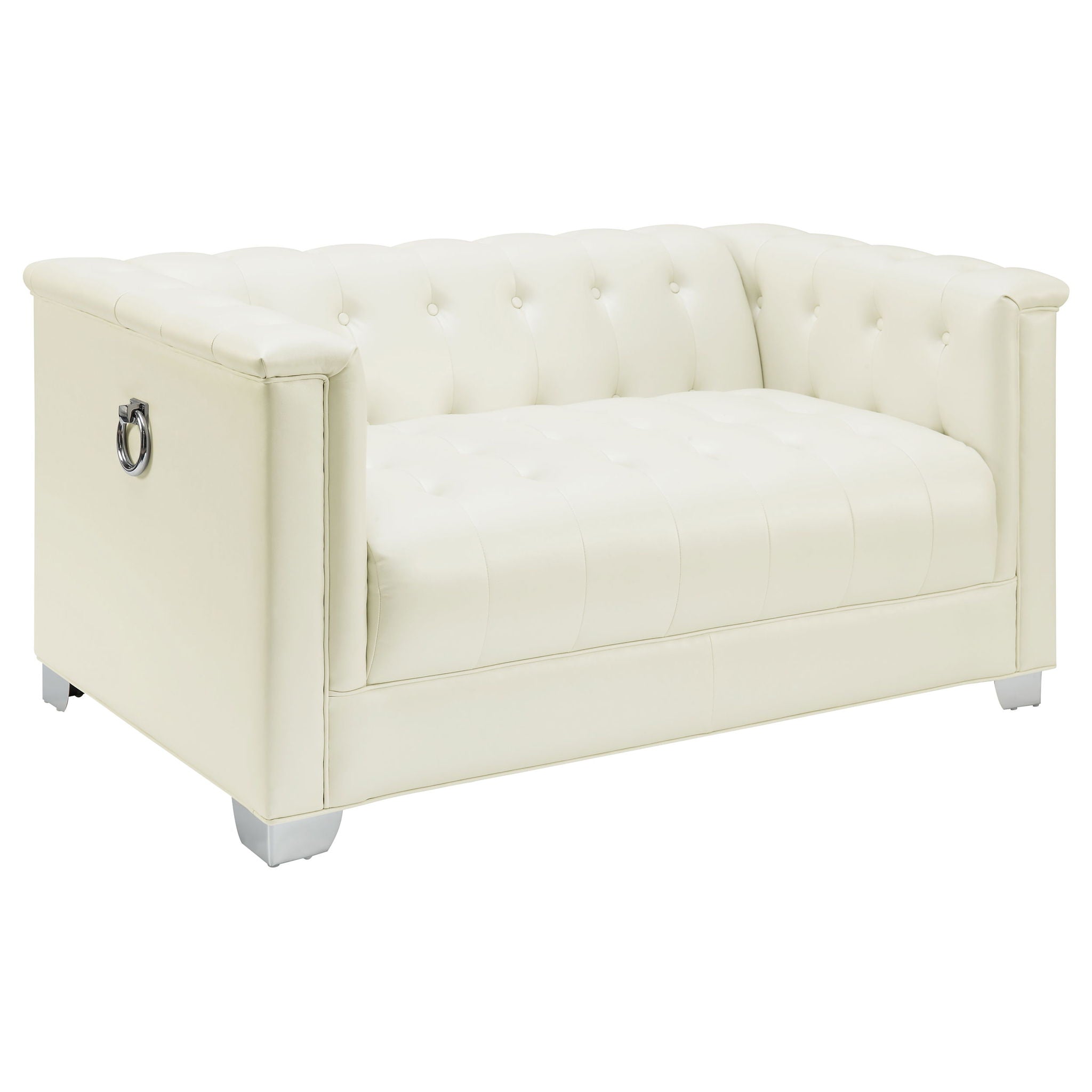 Earline - Upholstered Track Arm Loveseat - White by HouseOfZazla
