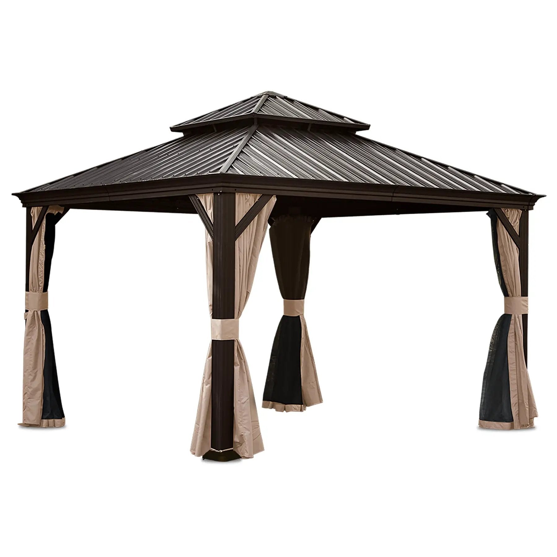 13x13FT Outdoor Hardtop Gazebo with Galvanized Steel Double Roof by HouseOfZazla