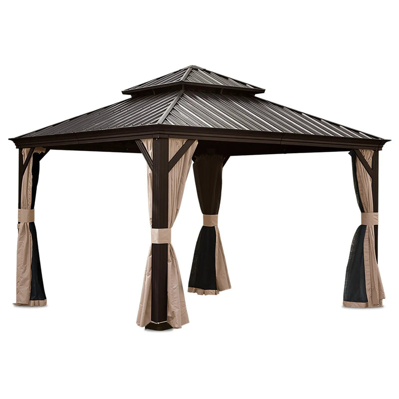 13x13FT Outdoor Hardtop Gazebo with Galvanized Steel Double Roof by HouseOfZazla