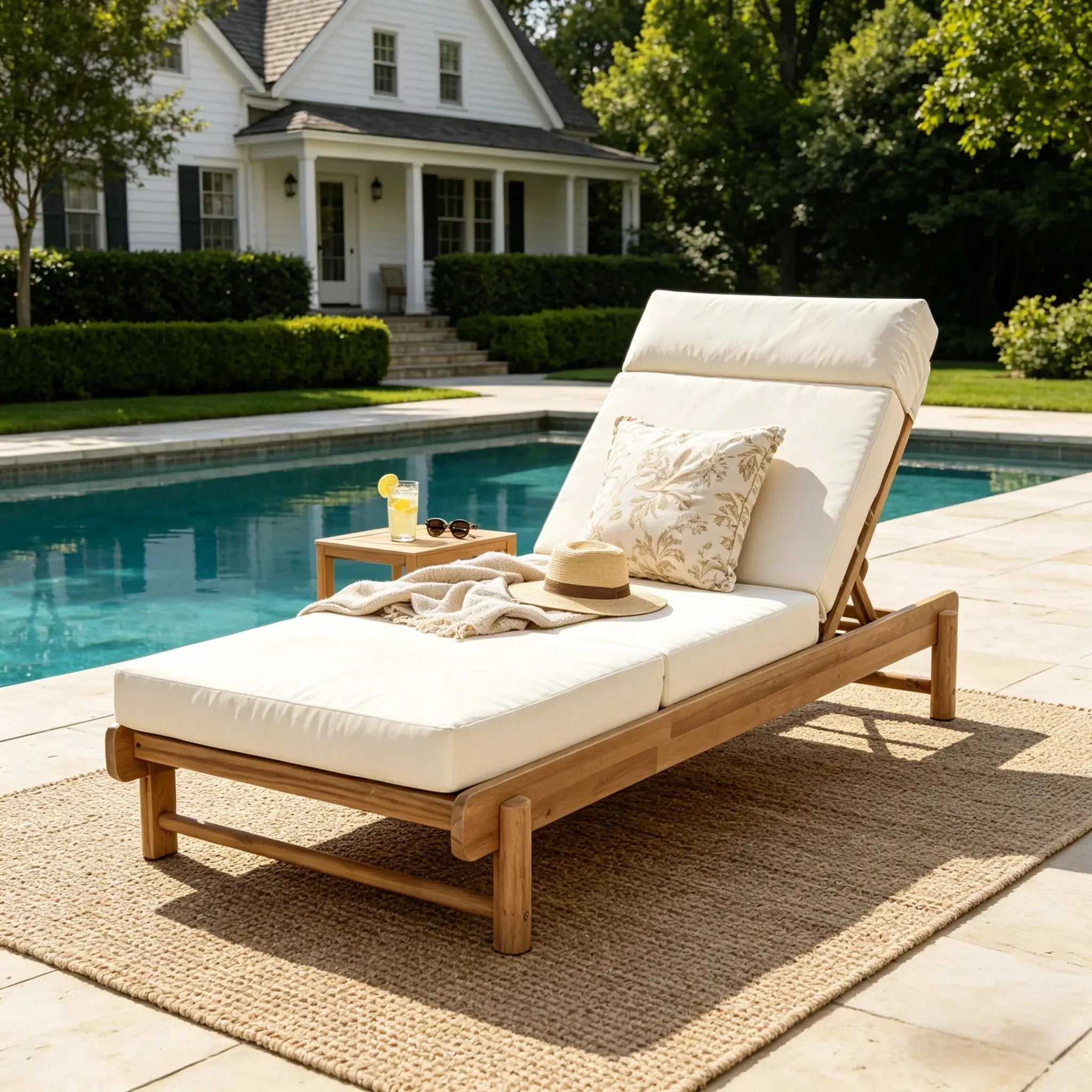 Light Teak Acacia Wood Chaise Lounge Set by HouseOfZazla