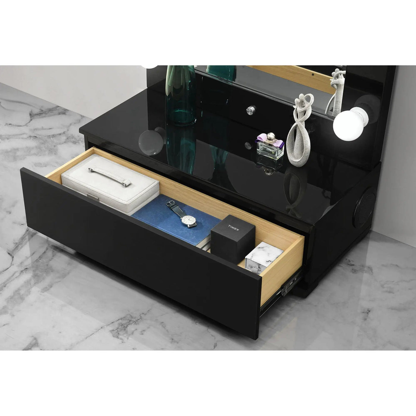 Elisa - Narrow Tall Mirror With Speaker And Drawer by HouseOfZazla