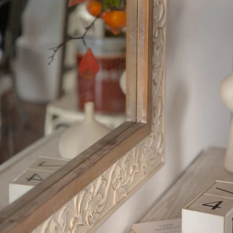 Vintage Carved Pattern Rectangular Wall Mirror by HouseOfZazla