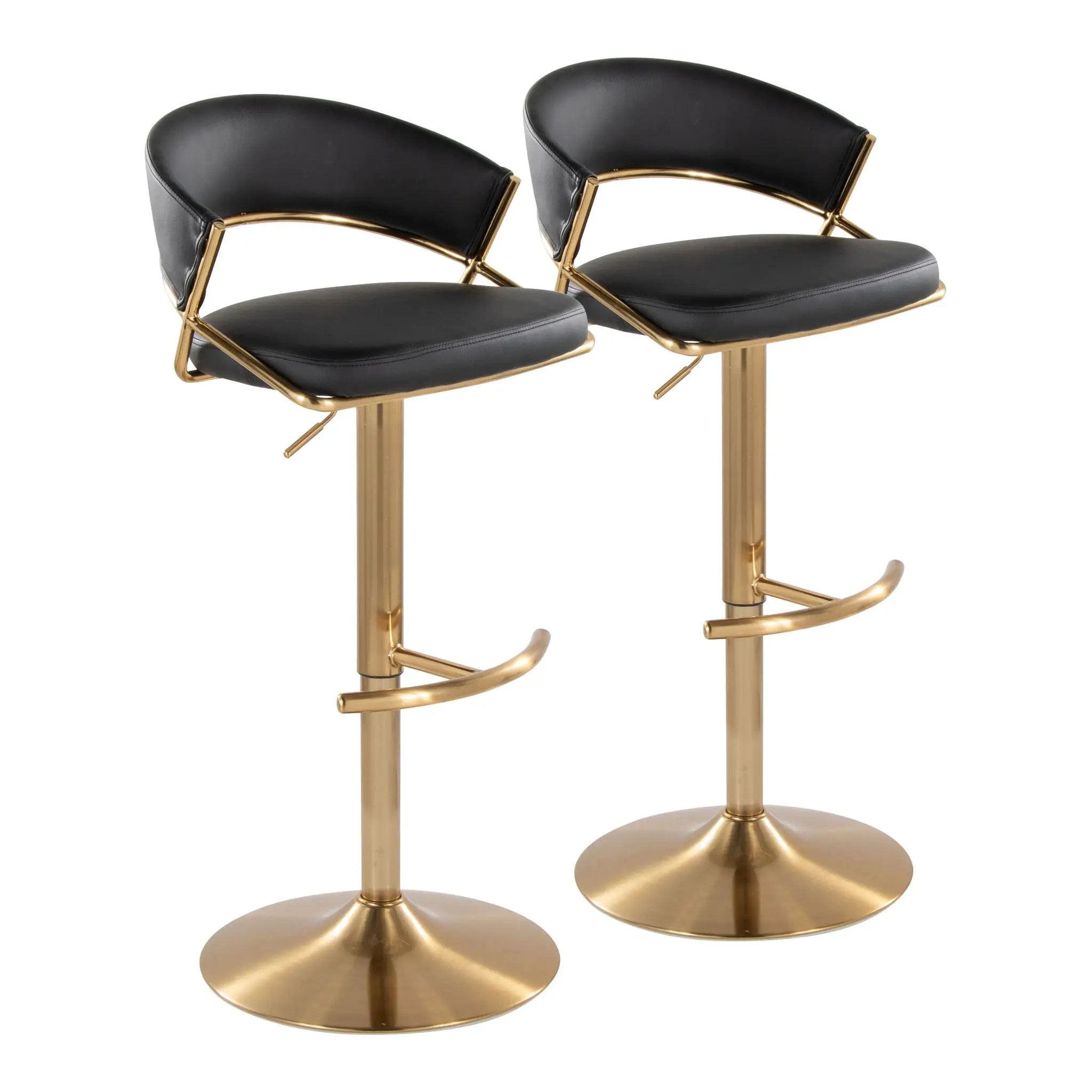 Jie - Contemporary Adjustable Barstool With Swivel With Rounded T Footrest (Set of 2) by Unique Piece Furniture