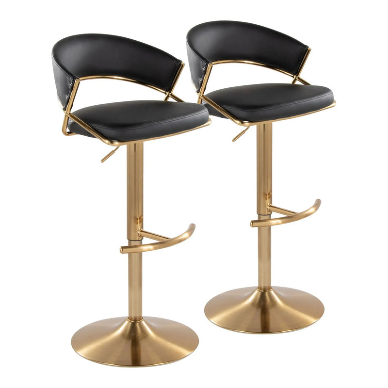 Jie - Contemporary Adjustable Barstool With Swivel With Rounded T Footrest (Set of 2) by Unique Piece Furniture