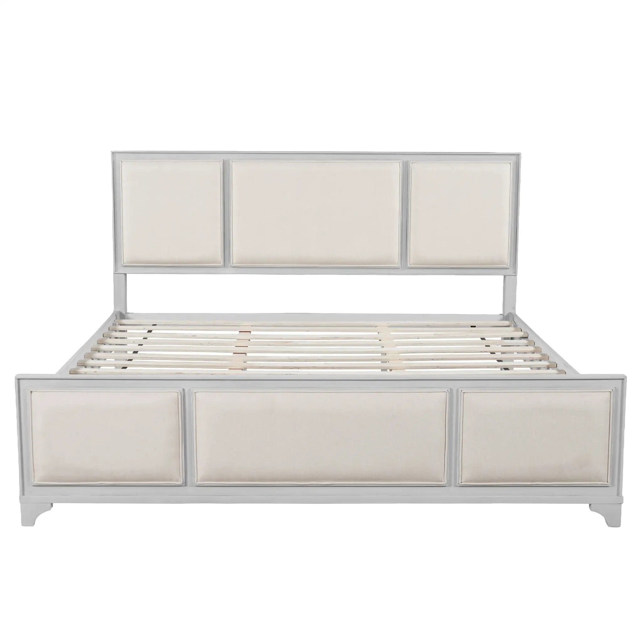 King Size Bed Frame with Upholstered Headboard by HouseOfZazla